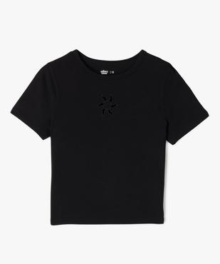 Tee-shirt court à manches courtes avec motif ajouré fille vue5 - GEMO 4G FILLE - GEMO
