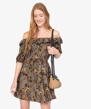 Robe femme à motifs fleuris et volant sur le col vue1 - GEMO(FEMME PAP) - GEMO