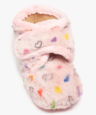 Chaussons fille bottillons en textile peluche imprimé cœurs vue5 - GEMO (ENFANT) - GEMO