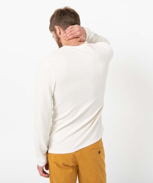 Tee-shirt homme à manches longues à col boutonné vue3 - GEMO (HOMME) - GEMO