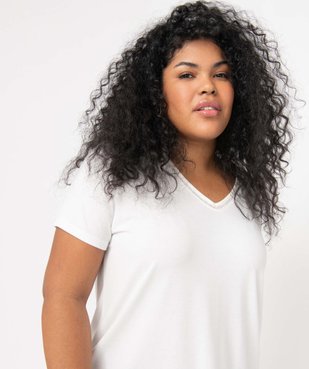Tee-shirt femme grande taille avec col V fantaisie vue2 - GEMO (G TAILLE) - GEMO