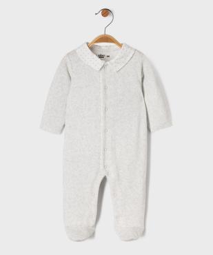 Pyjama en velours à col chemise étoilé et ouverture devant bébé vue1 - GEMO 4G BEBE - GEMO
