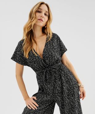 Combinaison pantalon haut cache-cœur en maille fluide femme vue1 - GEMO 4G FEMME - GEMO