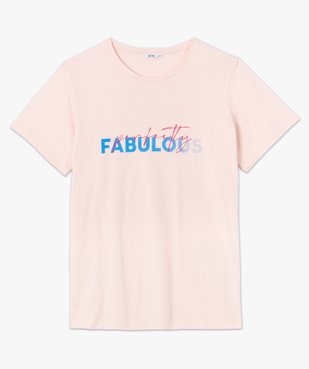 Tee-shirt femme à manches courtes avec inscription vue4 - GEMO (G TAILLE) - GEMO