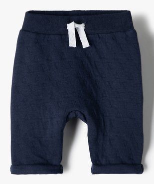 Pantalon bébé garçon en maille effet matelassé vue1 - GEMO(BB COUCHE) - GEMO