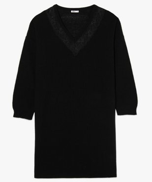 Robe femme en maille fantaisie et col V en dentelle vue4 - GEMO (G TAILLE) - GEMO