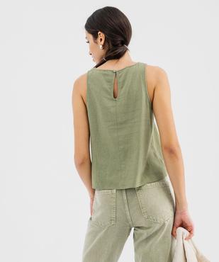 Blouse sans manches unie en viscose et lin femme vue3 - GEMO 4G FEMME - GEMO