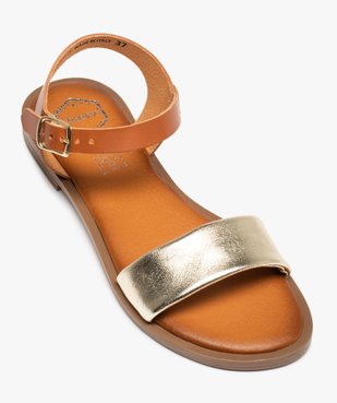 Sandales femme à talon plat dessus cuir métallisé - Tanéo vue5 - TANEO - GEMO