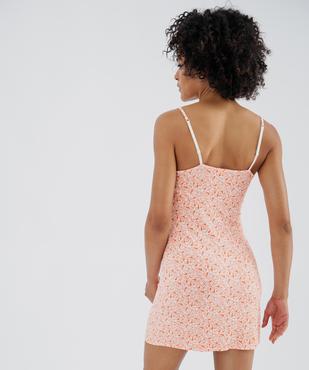 Nuisette en viscose avec col V dentelle et fines bretelles femme vue3 - GEMO 4G FEMME - GEMO