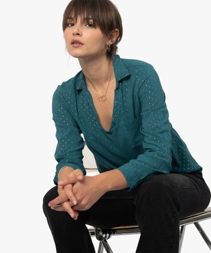 Blouse femme fluide à motifs et col v à boutons vue1 - GEMO(FEMME PAP) - GEMO