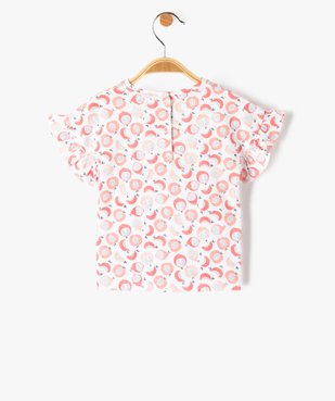 Tee-shirt bébé fille imprimé à manches courtes volantées vue3 - GEMO(BEBE DEBT) - GEMO