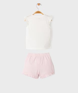 Pyjashort en coton motif flamants roses bébé fille vue4 - GEMO 4G BEBE - GEMO