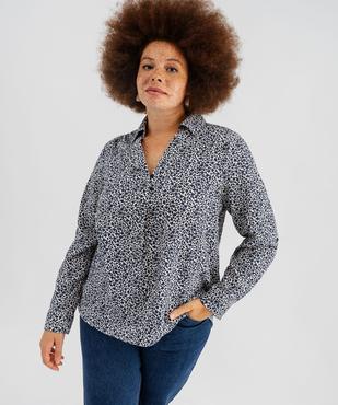 Chemise manches longues imprimée en maille gaufrée femme grande taille vue2 - GEMO (G TAILLE) - GEMO