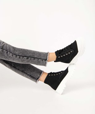Baskets femme mid-cut en toile unie à semelle crantée vue1 - GEMO (SPORTSWR) - GEMO