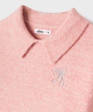 Pull à col chemise en maille chinée fille vue2 - GEMO (ENFANT) - GEMO