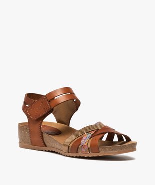 Sandales confort dessus cuir avec brides scratch femme vue3 - VALENTINA BALDA - GEMO