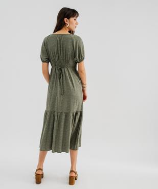 Robe longue à manches courtes en viscose imprimée femme vue3 - GEMO 4G FEMME - GEMO