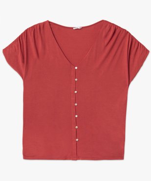 Tee-shirt femme grande taille à col V et boutons fantaisie vue4 - GEMO (G TAILLE) - GEMO