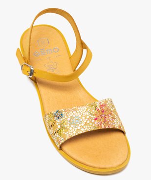 Sandales femme à talon plat dessus en cuir imprimé vue5 - GEMO (CASUAL) - GEMO