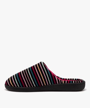Chaussons femme mules en velours à rayures colorées - Isotoner vue3 - ISOTONER - GEMO