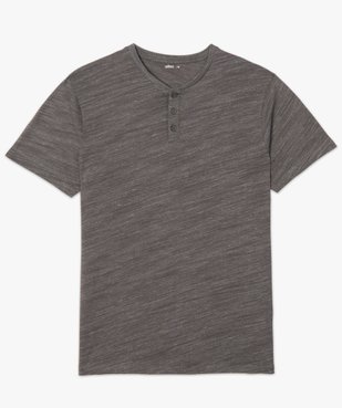 Tee-shirt homme chiné à manches courtes et col tunisien Matière chinée vue4 - GEMO 4G HOMME - GEMO