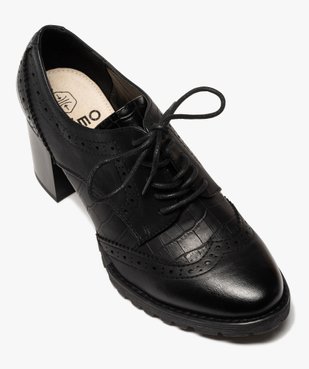 Escarpins femme unis à talon style derbies avec bout golf vue5 - GEMO(URBAIN) - GEMO