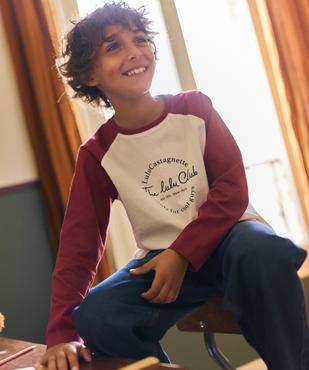 Tee-shirt manches longues raglan en jersey de coton imprimé garçon - LuluCastagnette vue5 - LULU CASTAGNETTE G4G D - GEMO
