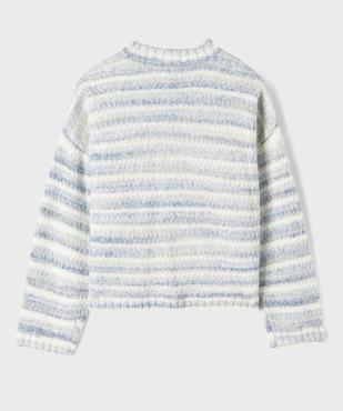 Pull court et large en maille fantaisie à rayures colorées fille vue3 - GEMO (JUNIOR) - GEMO