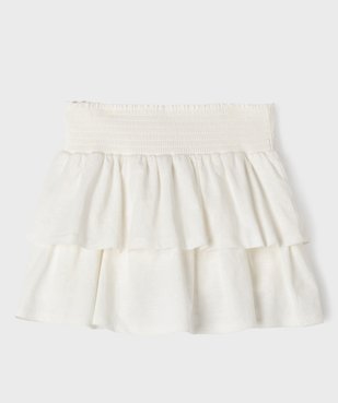 Jupe short à volants et taille à smocks fille vue3 - GEMO 4G FILLE - GEMO