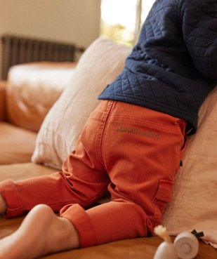 Pantalon bébé garçon cargo avec ceinture chinée - LuluCastagnette vue1 - LULUCASTAGNETTE - GEMO