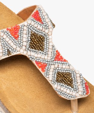 Sandales femme à entre-doigts avec brides ornées de perles vue6 - GEMO (CASUAL) - GEMO