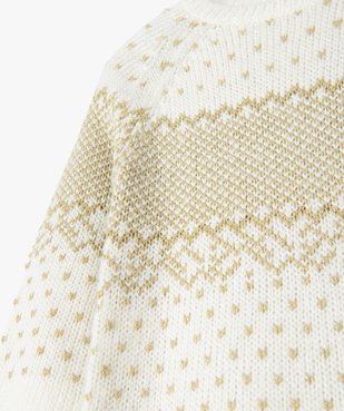 Robe pull fille en maille jacquard dorée vue2 - GEMO (ENFANT) - GEMO