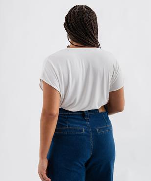 Tee-shirt manches courtes fluide à col V dentelle femme grande taille vue3 - GEMO 4G GT - GEMO