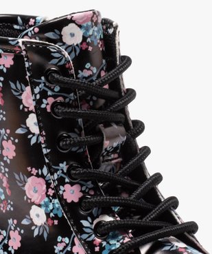 Boots fille à lacets et zip imprimées fleurs vue6 - GEMO (ENFANT) - GEMO