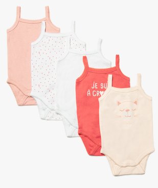 Body bébé fille à bretelles (lot de 5) vue1 - GEMO C4G BEBE - GEMO