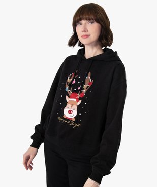 Sweat femme à capuche avec motif Noël à sequins vue1 - GEMO(FEMME PAP) - GEMO