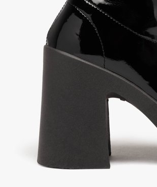 Boots femme vernies à talon flare avec col ajusté et bout carré vue6 - GEMO(URBAIN) - GEMO