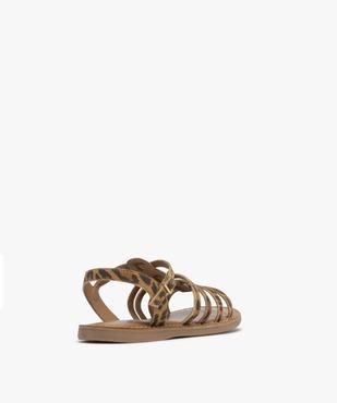 Sandales en cuir imprimé léopard avec bride scratch fille  vue5 - TANEO - GEMO