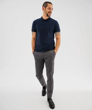 Polo manches courtes en maille piquée à micro-motifs homme vue4 - GEMO 4G HOMME - GEMO