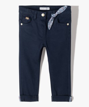 Pantalon bébé fille en coton stretch avec nœud fleuri - LuluCastagnette vue1 - LULUCASTAGNETTE - GEMO