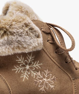 Boots fille rembourrées en suédine unie à col duveteux vue6 - GEMO (ENFANT) - GEMO