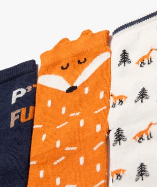Chaussettes hautes avec motifs renard sur la tige garçon (lot de 3) vue2 - GEMO (ENFANT) - GEMO