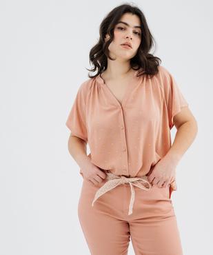 Blouse à manches courtes à motifs pailletés femme grande taille vue1 - GEMO (G TAILLE) - GEMO
