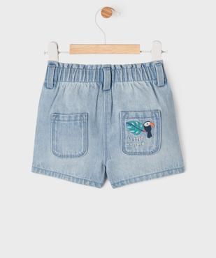 Short en jean ample à taille élastiquée bébé fille vue3 - GEMO(BEBE DEBT) - GEMO