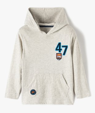 Tee-shirt garçon à manches longues et capuche vue1 - GEMO (ENFANT) - GEMO