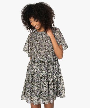 Robe femme à motifs fleuris et buste smocké vue1 - GEMO(FEMME PAP) - GEMO