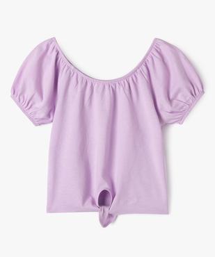 Tee-shirt à manches ballon avec noeud dans le bas fille vue1 - GEMO (ENFANT) - GEMO