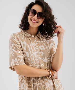 Robe longue et fluide à manches courtes imprimée femme vue2 - GEMO 4G FEMME - GEMO