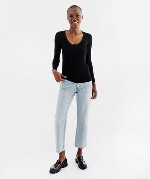 Tee-shirt manches longues avec col rond en dentelle femme vue5 - GEMO(HOMWR FEM) - GEMO