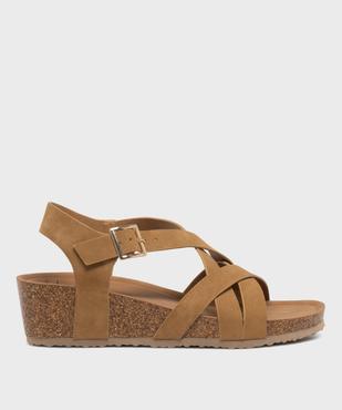 Sandales à talon compensé en suédine femme vue1 - VALENTINA BALDA - GEMO